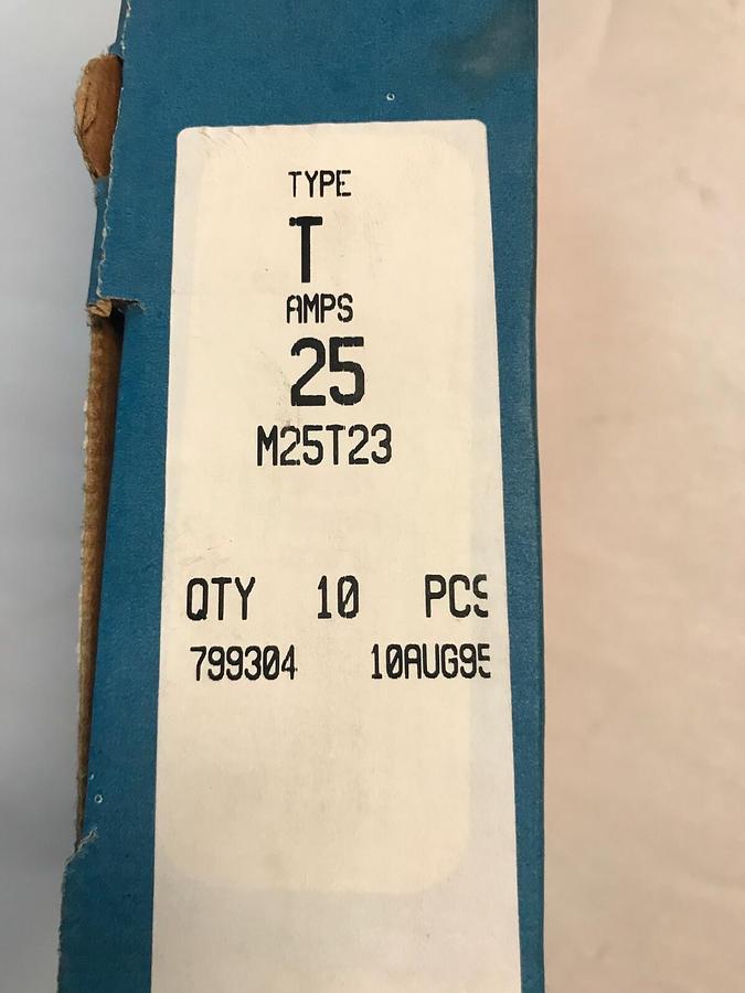 Used Chance,M25T23,Type T 25Amp Fuse Links Box of 10