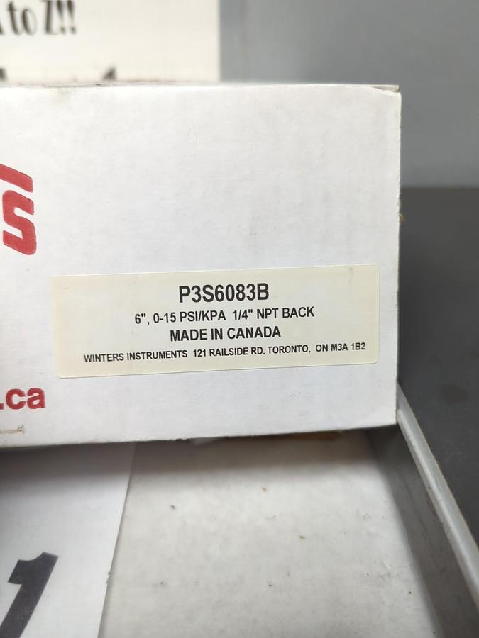 WINTERS,P3S6083B,6 IN PRESSURE GAUGE 0-15 PSI/KPA 1/4 IN NPT NOS