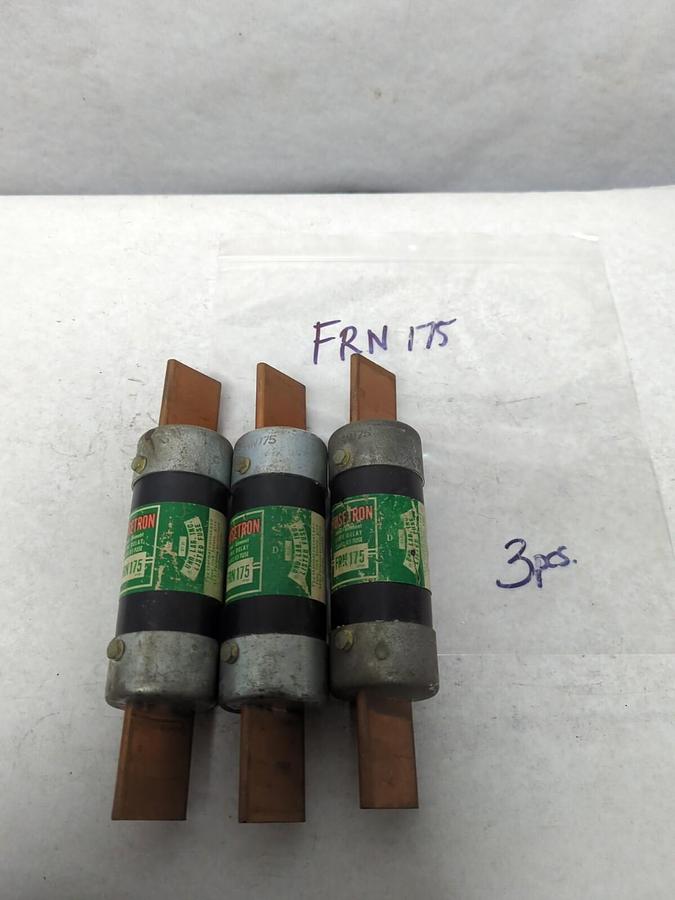 Used COOPER BUSSMANN,FRN-175,FUSETRON 175 AMP FUSE LOT OF 3 PRE-OWNED