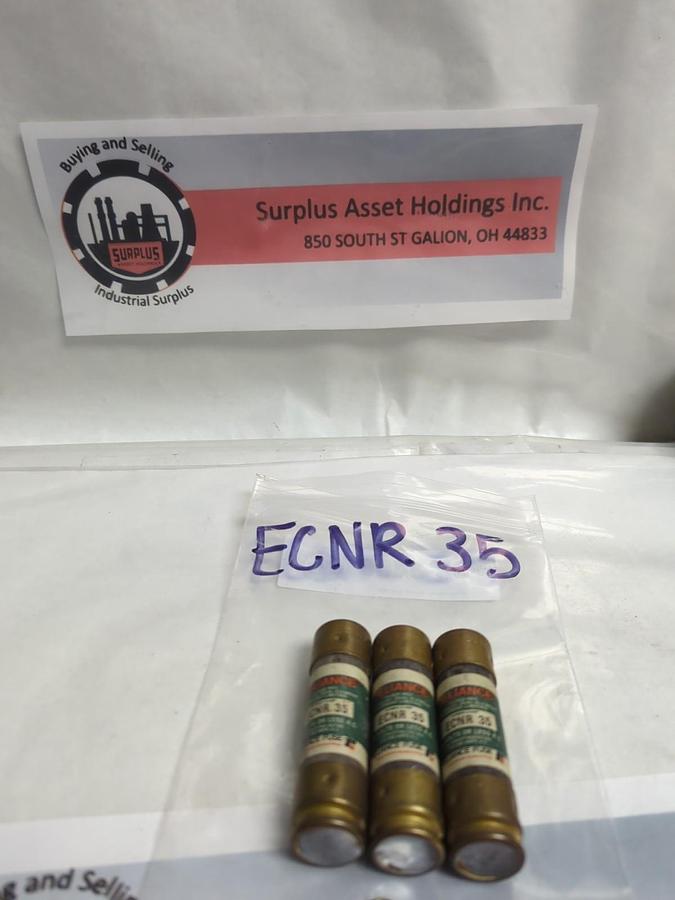 Used RELIAIANCE,ECNR-35,TIME-DELAY 35 AMP FUSE LOT OF 3 PRE-OWNED