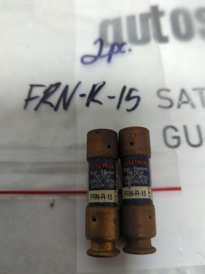 COOPER BUSSMANN,FRN-R-15,FUSETRON 15 AMP FUSE LOT OF 2 NOS