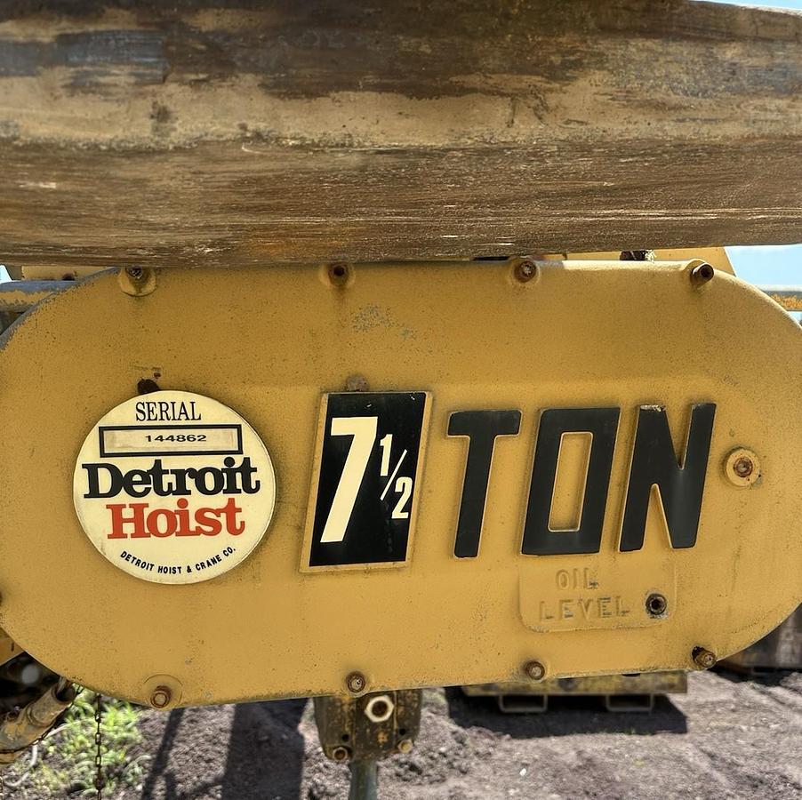 Used 7.5 Ton Detroit Overhead Crane Hoist w/32' 8" Beam