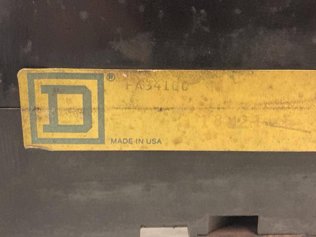 Used Square D,FA34100,Molded Case Circuit Breaker 100A 3-Pole 480VAC