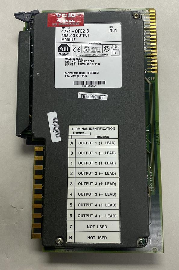 Used ALLEN BRADLEY,1771-OFE2,SER B ANALOG OUTPUT MODULE