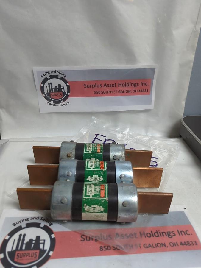 Used COOPER BUSSMANN,FRN-225,FUSETRON FUSE 225 AMP LOT OF 3 PRE-OWNED