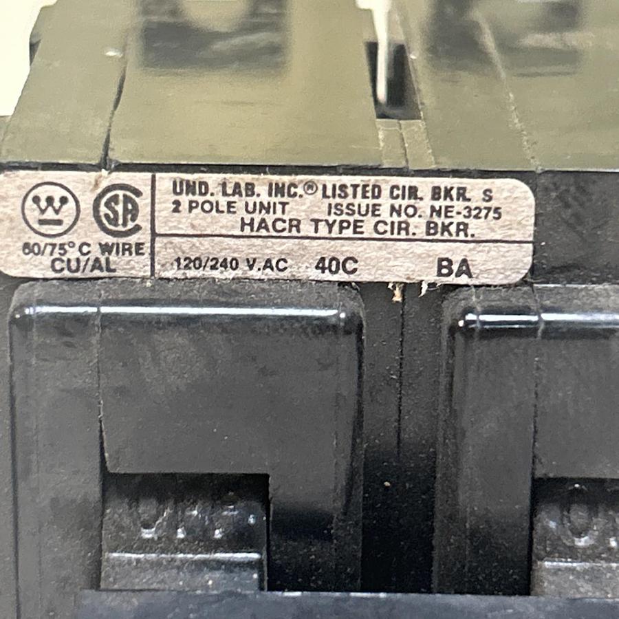 Used WESTINGHOUSE,BA220,CIRCUIT BREAKER 20A 120/240V 2P LOT OF 3