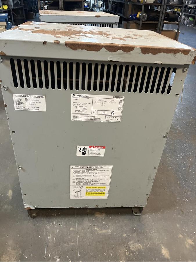 Used GE,9T8382671,TRANSFORMER 25KVA HV 480 LV 240/120V 1PH