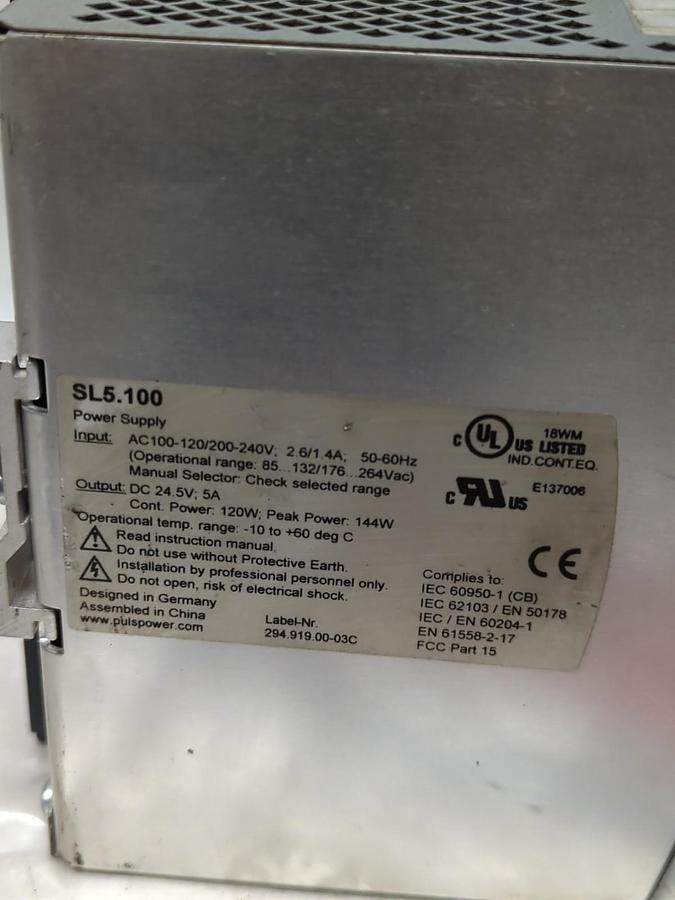Used PULS,SL5.100,POWER SUPPLY PRE-OWNED