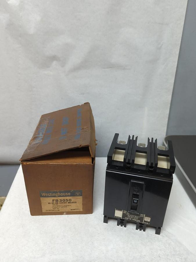 WESTINGHOUSE,FB3050,AB DE-ION CIRCUIT BREAKER 3-POLE 50 AMP 600V AC NOS