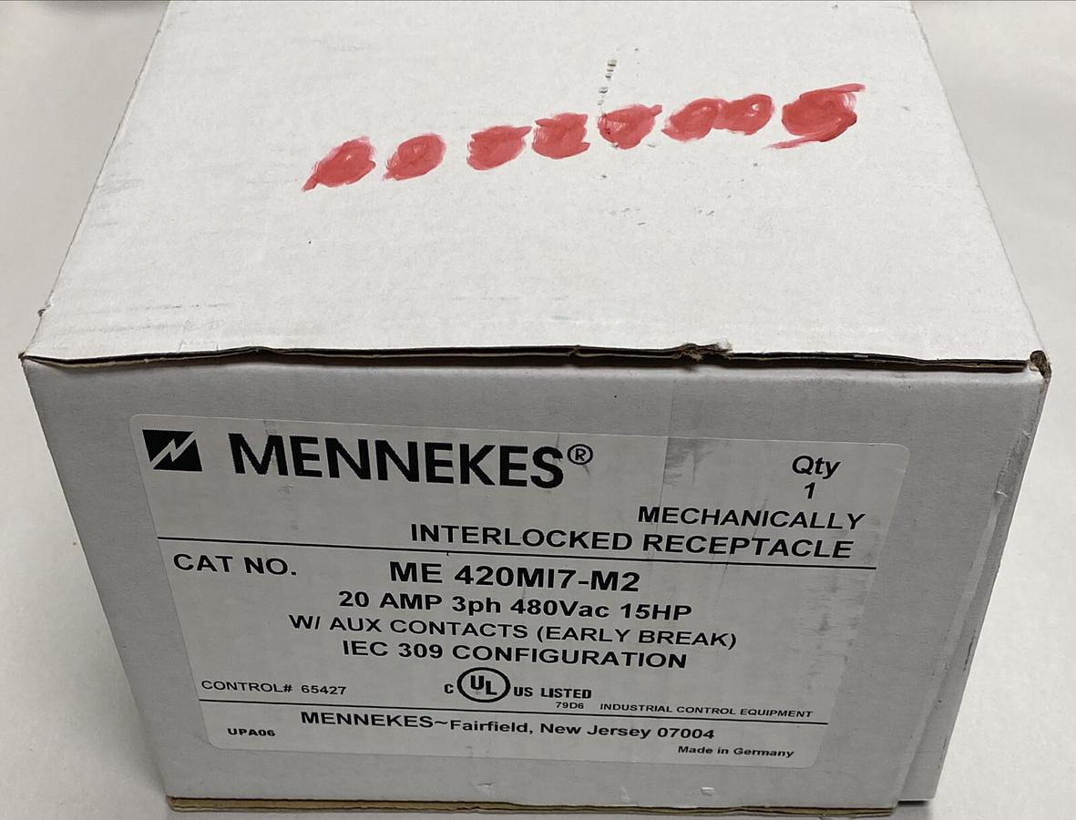 MENNEKES,ME420MI7M2,MECHANICALLY INTERLOCKED RECEPTACLE 20A 3PH 480V 15HP NEW