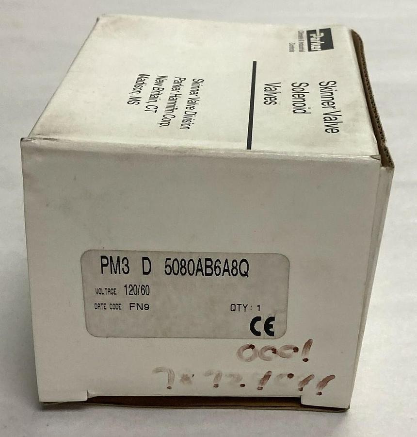 PARKER,PM3-D-5080AB6A8Q,SOLENOID VALVE 120VAC 60HZ 11WATT 80-125PSI NOS