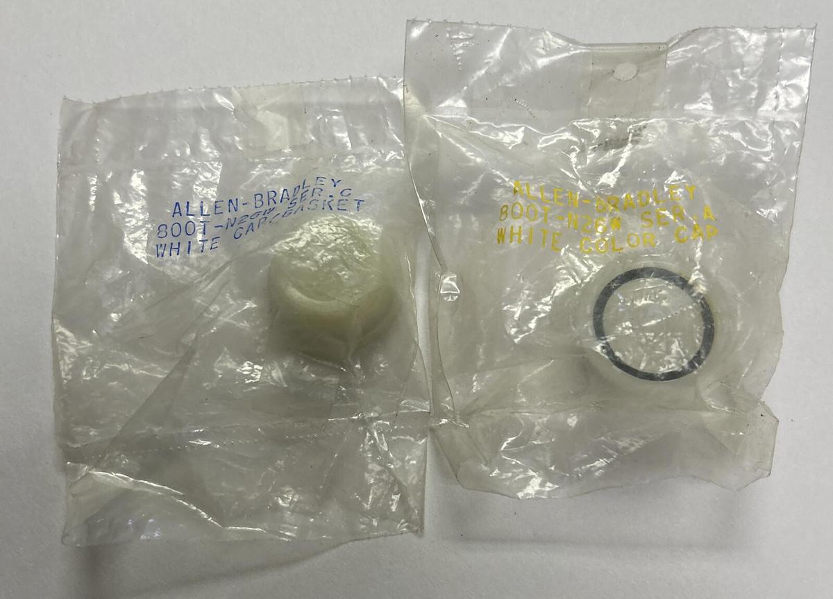 ALLEN BRADLEY,800T-N26W,WHITE PILOT CAP LOT OF 2 NOS