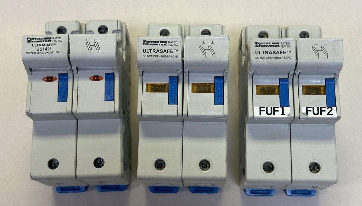 Used FERRAZ SHAWMUT,US142I,FERRAZ SHAWMUT 50A 750V 2P LOT OF 3