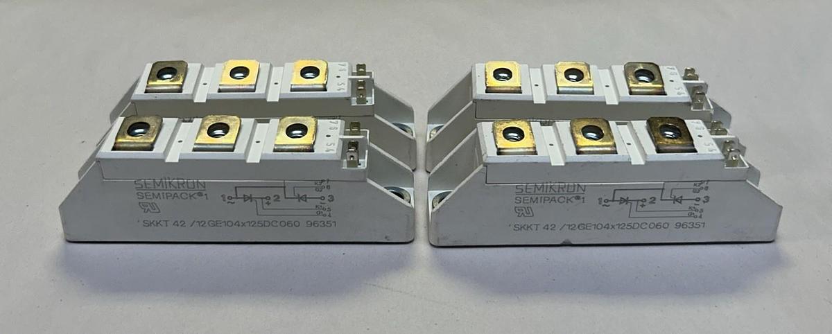 Used SEMIKRON,SKKT42/12GE104X125DC060,SEMIPACK THYRISTOR LOT OF 4