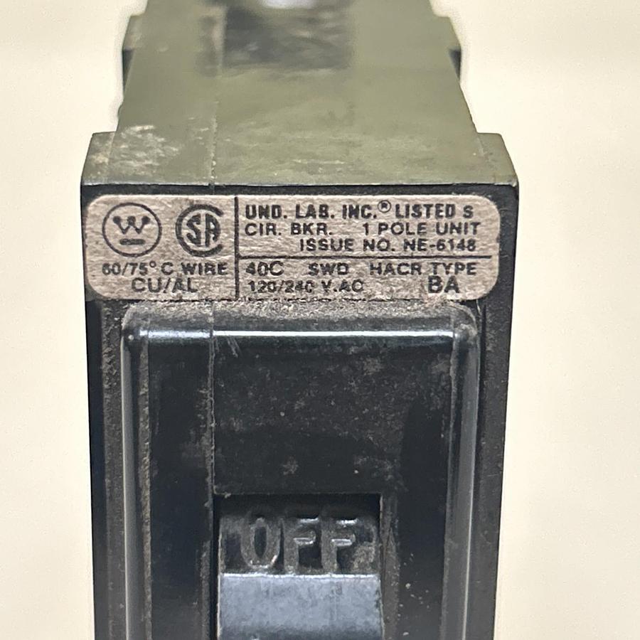 Used WESTINGHOUSE,BA115,CIRCUIT BREAKER 15A 120/240V 1P LOT OF 2