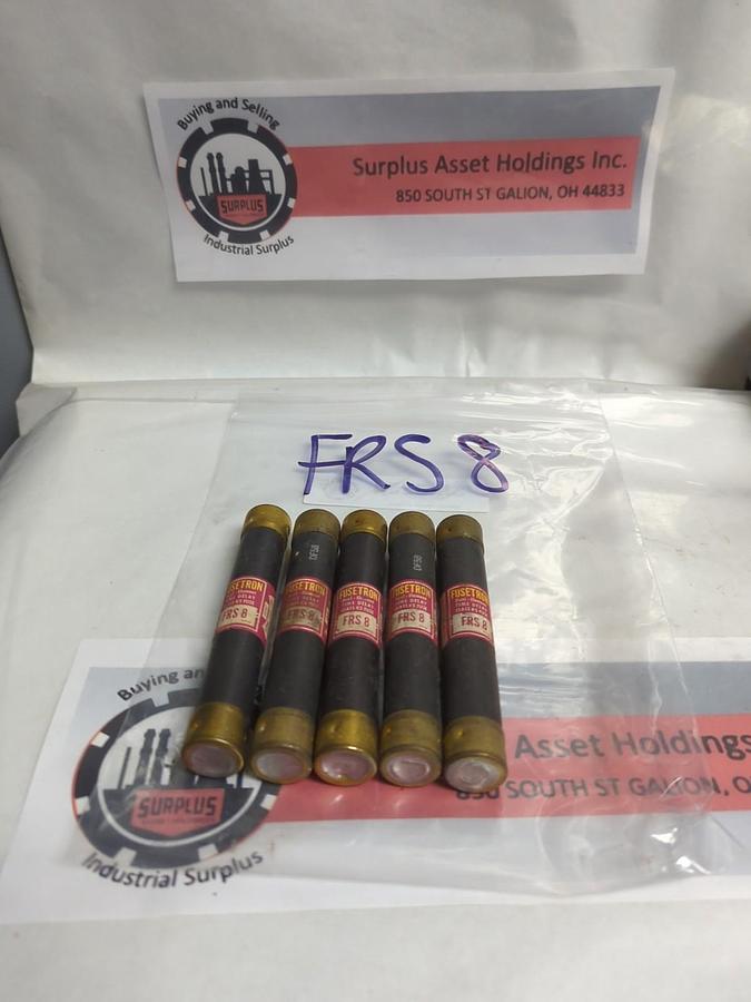 Used COOPER BUSSMANN,FRS-8,FUSETRON 8 AMP FUSE LOT OF 5 PRE-OWNED