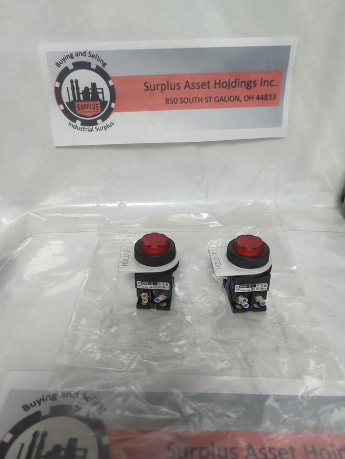 Used FUJI ELECTRIC,AR30E0L,RED ILLUMINATED PUSH BUTTON LOT OF 2 PRE-OWNED