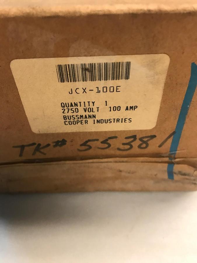 Used Cooper Bussmann,JCX-100E, FUSE 2750V 100AMP Factory Sealed