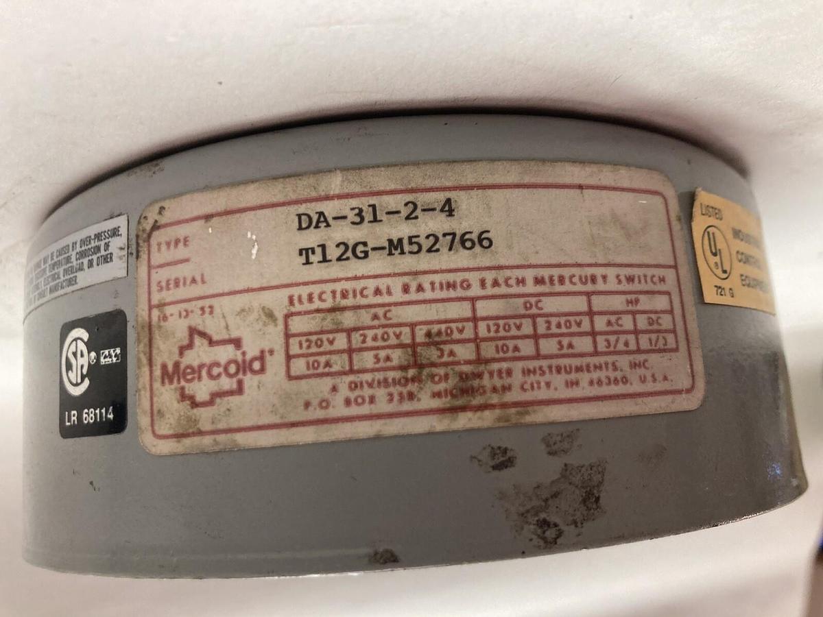 Mercoid,DA-31-2-4,Differential Pressure Vacuum Switch