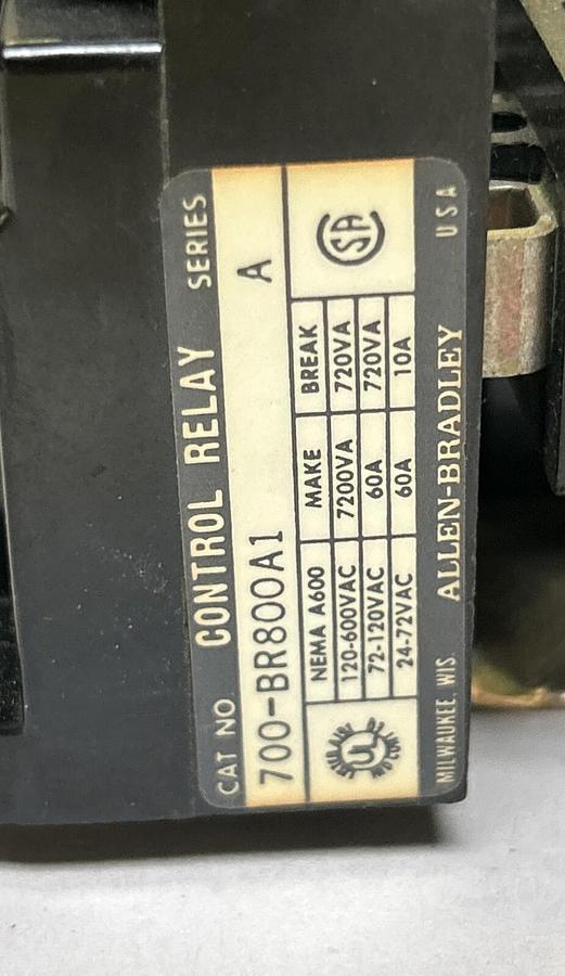 Used ALLEN BRADLEY,700-BR800A1,CONTROL RELAY