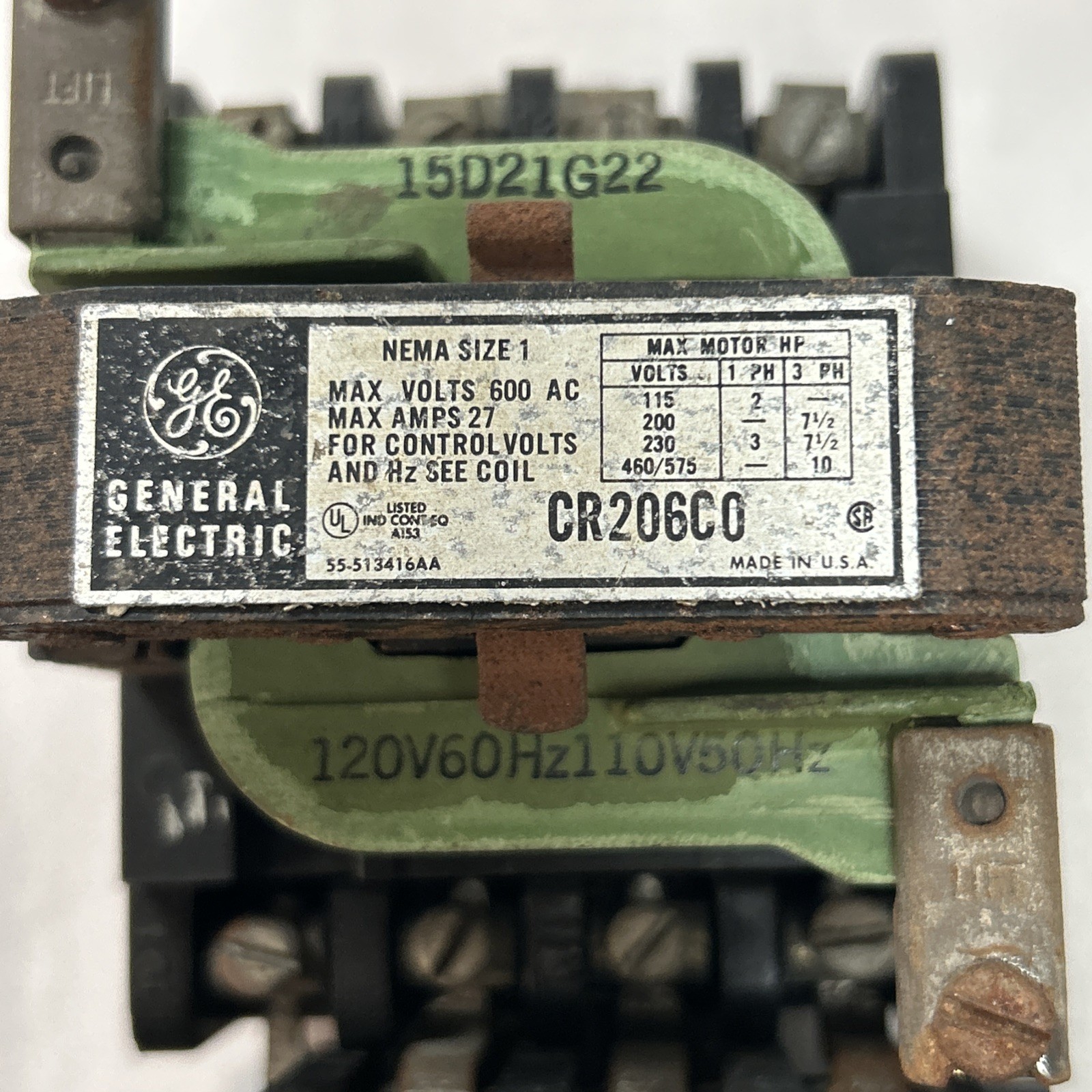 Used GENERAL ELECTRIC,CR206C0,MOTOR STARTER SIZE 1 27A 600V