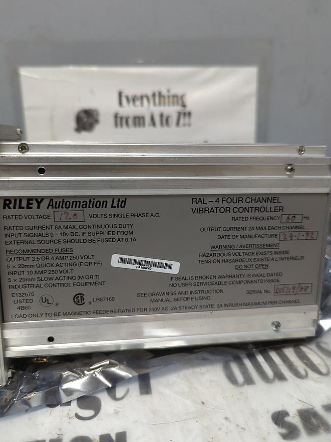 RILEY,RAL-4,FOUR CHANNEL VIBRATOR CONTROLLER 120V/60HZ NOS