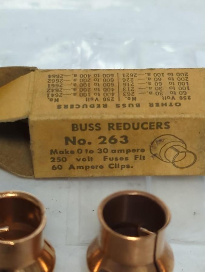 BUSSMANN,263,FUSE REDUCER SET 60 TO 30AMP 250 VOLT LOT OF 2 SETS NOS