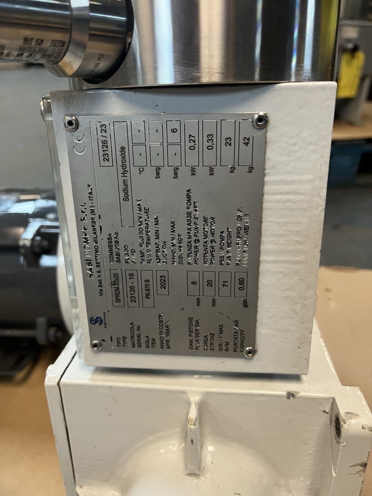 SABI POMPE,SPRDM8X20,CHEMICAL METERING PUMP W/ EXPLOSION PROOF MOTOR