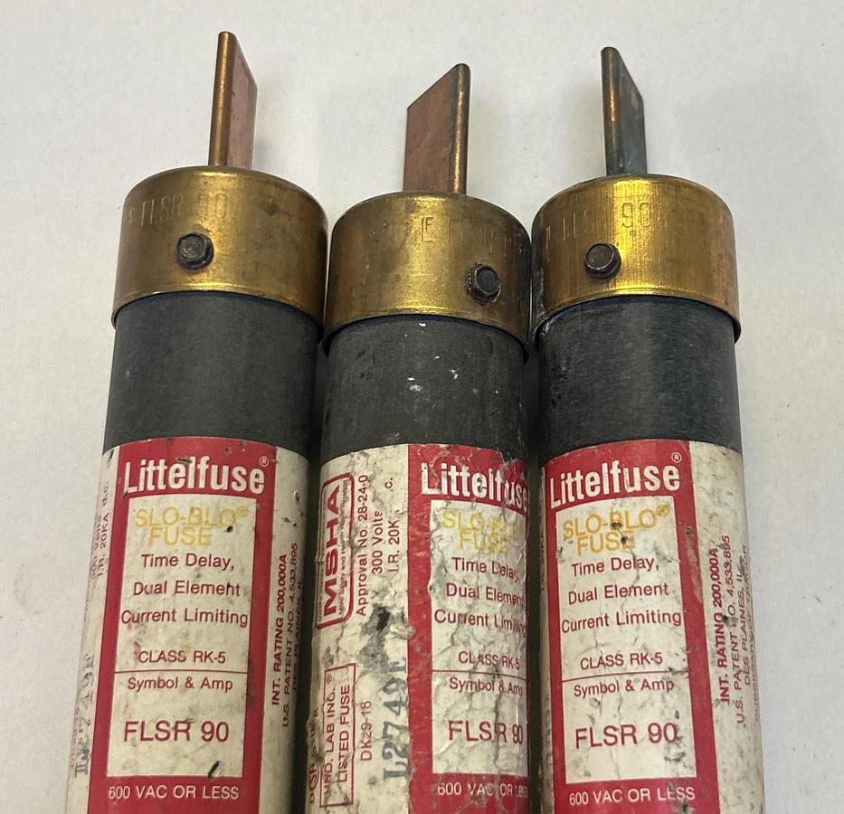Used LITTELFUSE,FLSR90,TIME DELAY FUSE 90A 600V LOT OF 3