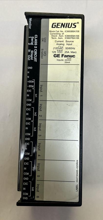 Used GE FANUC,IC660EBA106,GENIUS BLOCK CURRENT SOURCE ELECTRICAL MODULE