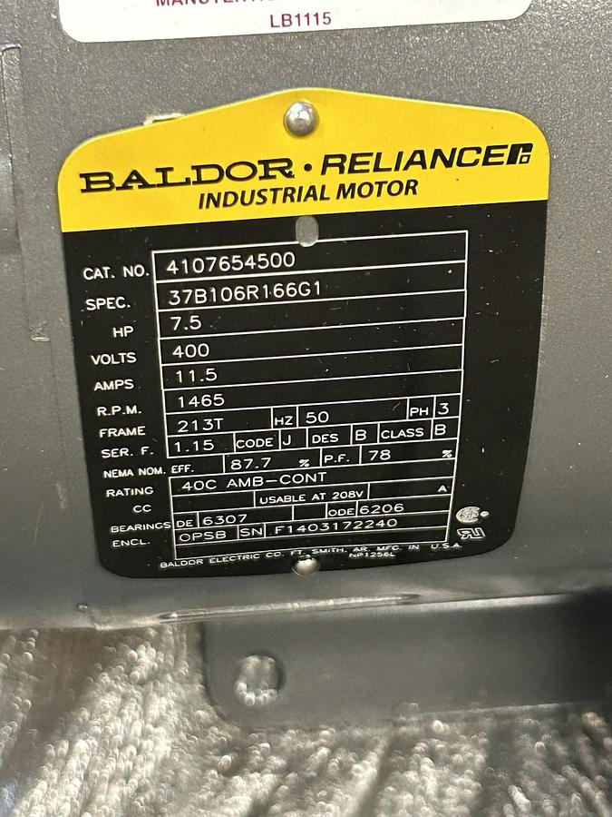 BALDOR,4107654500,MOTOR 7.5HP 400V 1465RPM 3PH 213T