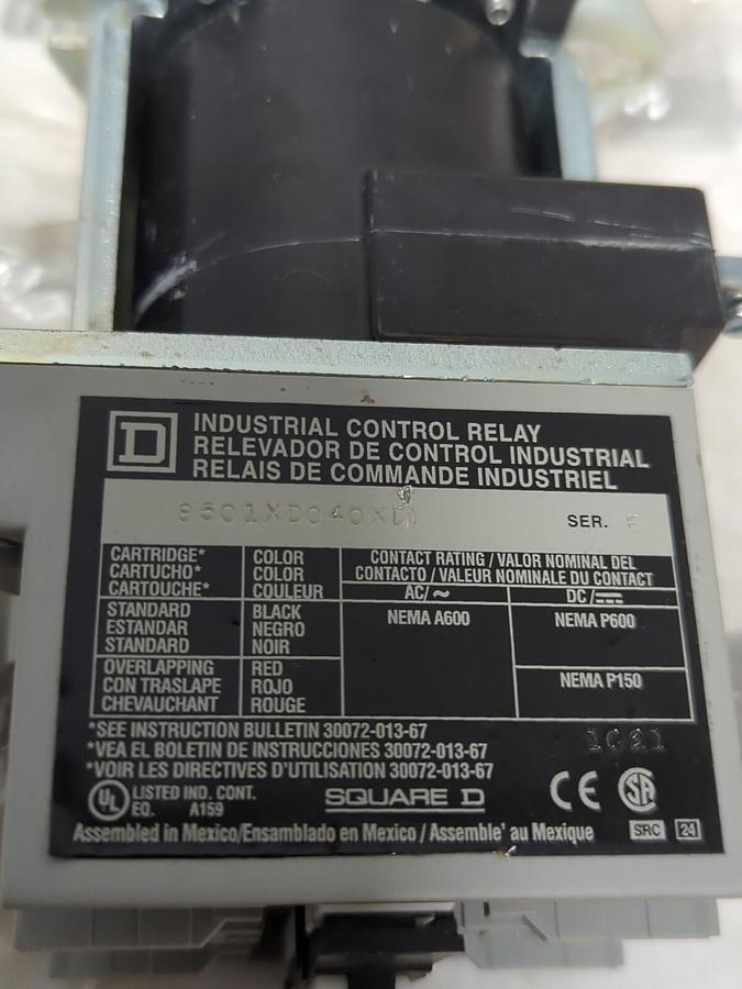 SQUARE D,8501XD040XDLV66,SERIES B INDUSTRIAL CONTROL RELAY NOS