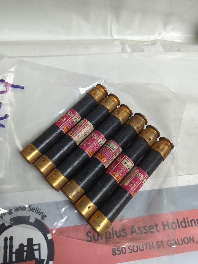 Used COOPER BUSSMANN,FRS-R-9,FUSETRON 9 AMP FUSE LOT OF 6 PRE-OWNED