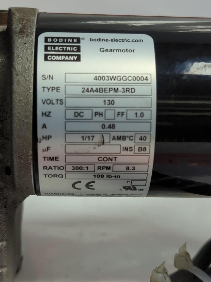 Used BODINE ELECTRIC,24A4BEPM-3RD,GEARMOTOR 130V .48A RATIO 300:1 PRE-OWNED