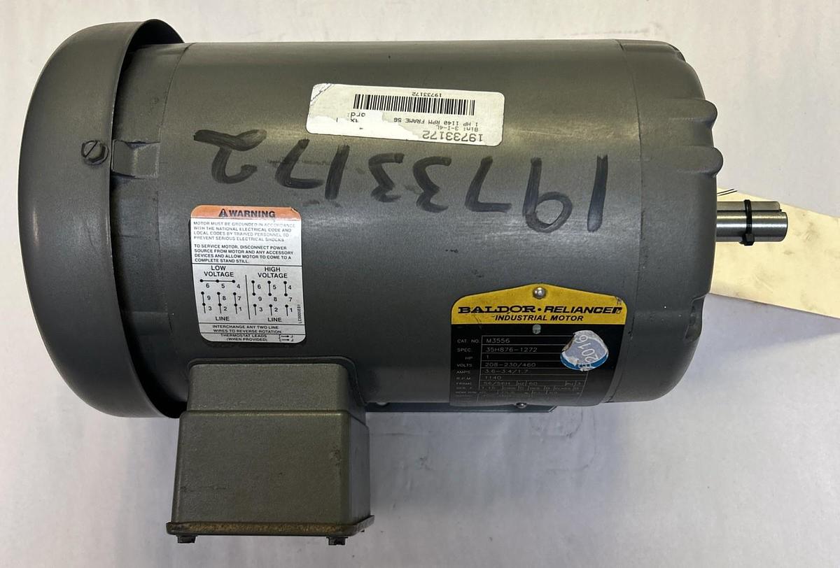 Used BALDOR,M3556,INDUSTRIAL MOTOR 1HP 1140RPM 208-230/460V 3PH 56/56H FRAME