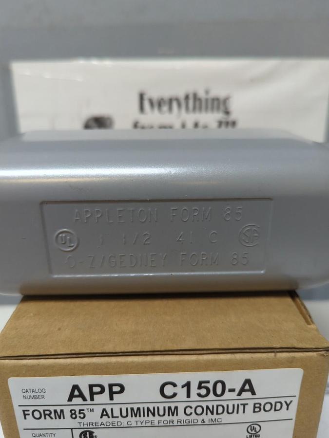 APPLETON,C150-A,1-1/2 INCH FORM 85 ALUMINUM CONDUIT BODY NEW
