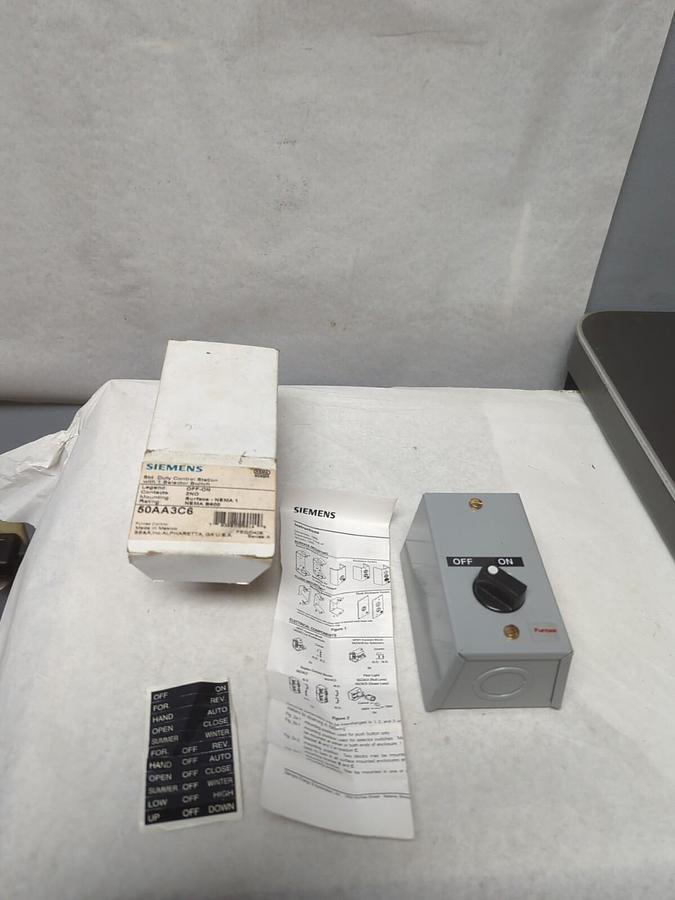 SIEMENS,50AA3C6,ON-OFF CONTROL STATION NEMA 1 NOS