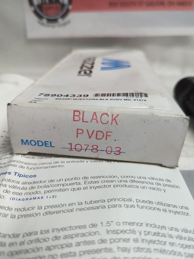 MAZZEI,1078-03,BLACK PVDF INJECTOR NOS