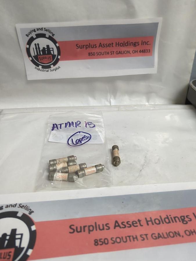 Used GOULD SHAWMUT,ATMR15,CLASS CC 15 AMP FUSE LOT OF 6 PRE-OWNED