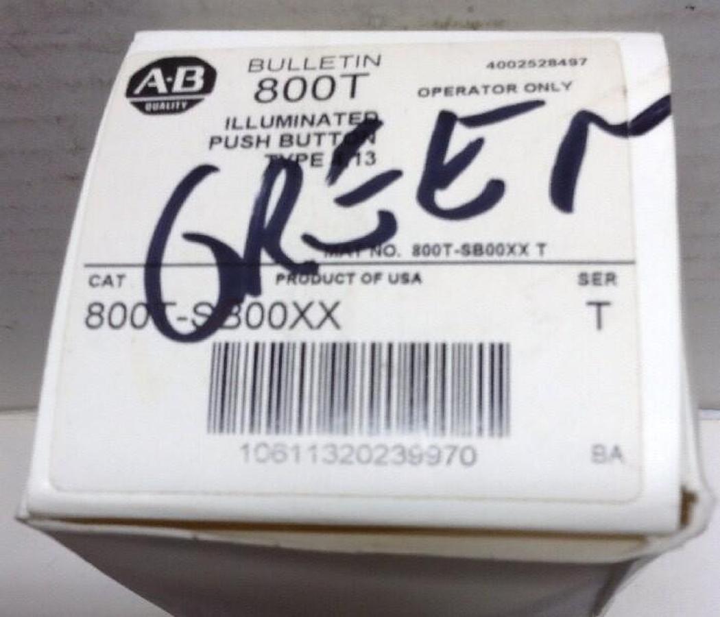 Used Allen-Bradley,800T-SB00XX,Illuminated Green Push Button Pilot Light NEW