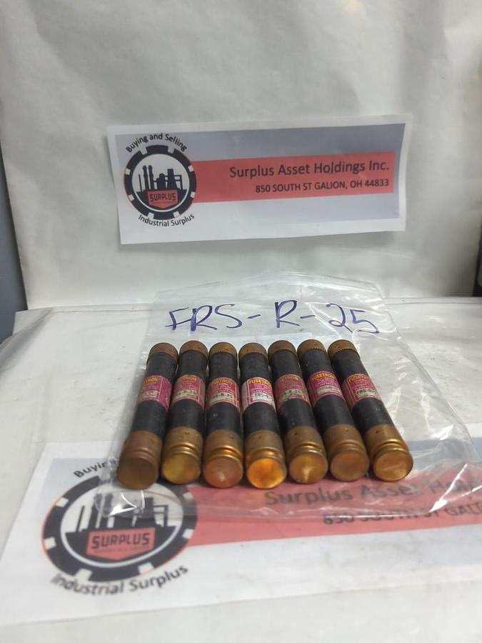 Used COOPER BUSSMANN,FRS-R-25,FUSETRON 25 AMP FUSE LOT OF 7 PRE-OWNED