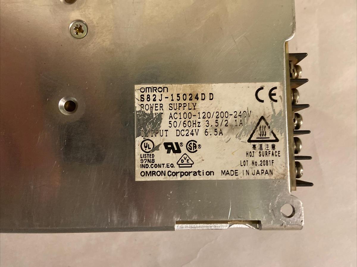 Used Omron,S82J-15024DD,Power Supply Input 100-120V/200-240VAC Out 24VDC 6.5A