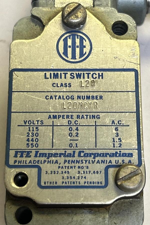 Used ITE,L20MCYR,LIMIT SWITCH