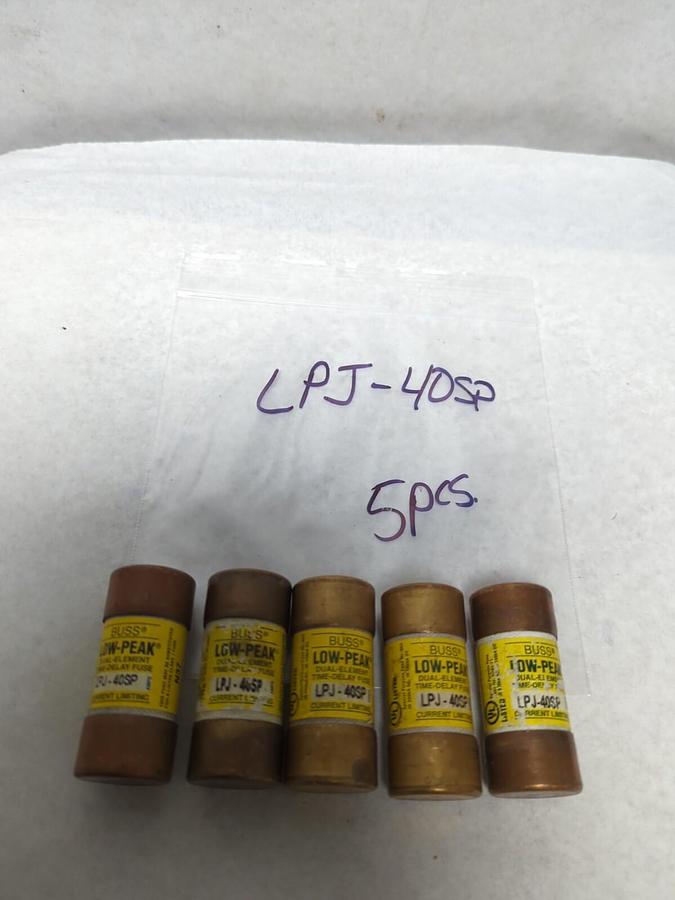 Used COOPER BUSSMANN,LPJ-40SP,LOW-PEAK 40 AMP FUSE LOT OF 5 PRE-OWNED