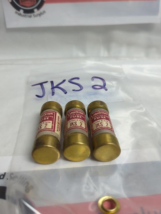 Used COOPER BUSSMANN,JKS-2,LIMITRON 2 AMP FUSE LOT OF 3 PRE-OWNED