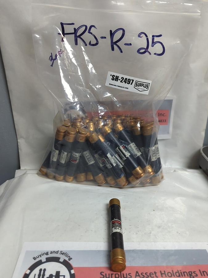 Used COOPER BUSSMANN,FRS-R-25,FUSETRON 25 AMP FUSE LOT OF 36 PRE-OWNED