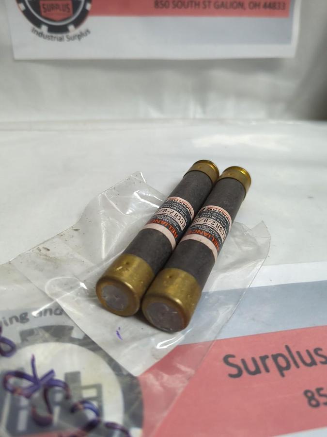 Used RELIANCE,ECSR-2-8/10,TIME-DELAY 2-8/10 AMP FUSE LOT OF 2 PRE-OWNED