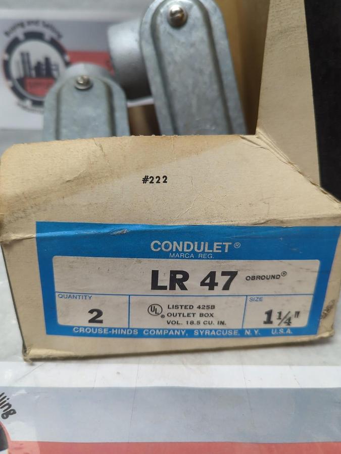 CROUSE-HINDS,LR 47,CONDUIT OUTLET BODY 1-1/4 INCH WITH COVER BOX OF 2 NOS