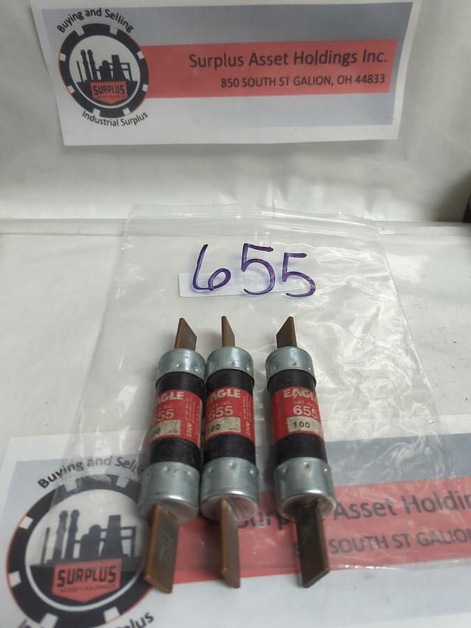 Used EAGLE,655,FUSE 100 AMP LOT OF 3 PRE-OWNED