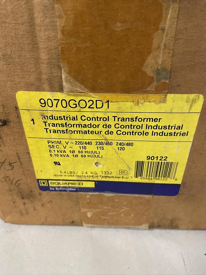 Square D,9070G02D1 0.1KVA,Control Transformer Pri 220-480V Sec 110-120V